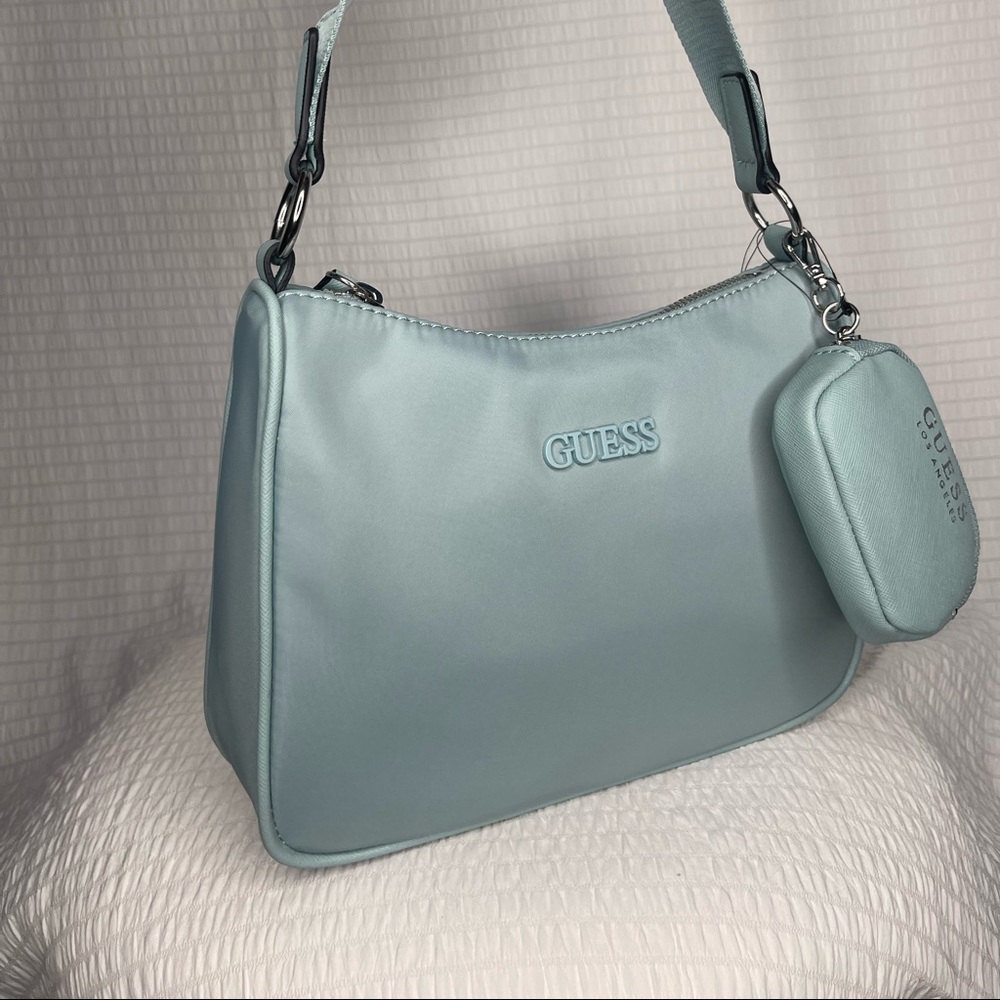 Guess Pippen Nylon bag with pouch light blue